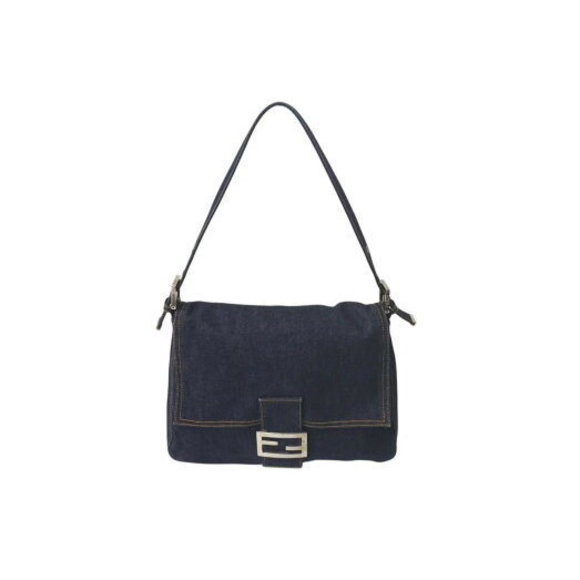 FENDI Mamma Bucket Shoulder Bag Blue Denim - Picture 1 of 9